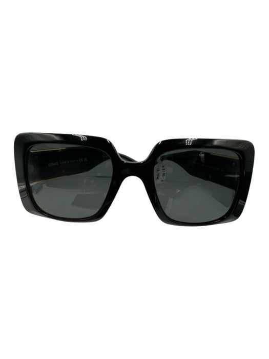 Versace Black Acetate Square Oversized Tinted Lens Gold Tone Accent Sunglasses Black