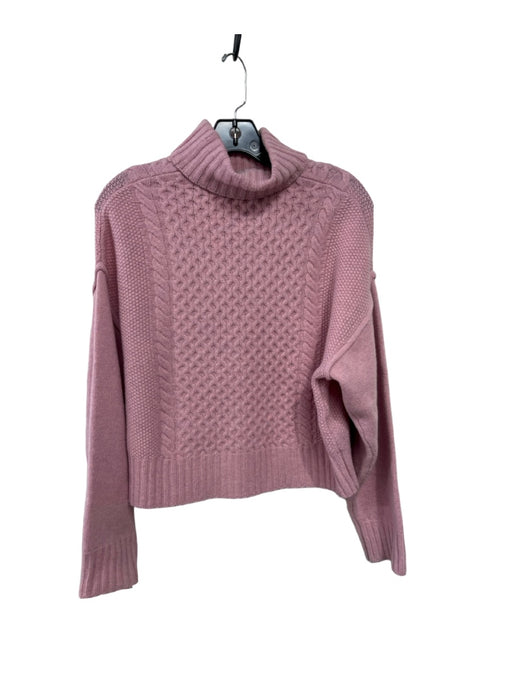 ATM Size XS Light Pink Wool Turtleneck Cable Knit Drop Shoulder Sweater Light Pink / XS