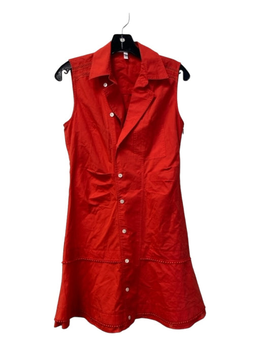 Derek Lam 10 Crosby Size 2 Red Cotton Blend Midi Button Down Side Zip Dress Red / 2