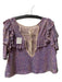 Free People Size M Purple & Multi Polyester Boat Neck Semi Sheer Sequin Top Purple & Multi / M