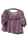 Free People Size M Purple & Multi Polyester Boat Neck Semi Sheer Sequin Top Purple & Multi / M