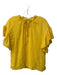 Alice + Olivia Size S Yellow Viscose Blend V Neck Sheer Ruffle Short Sleeve Top Yellow / S