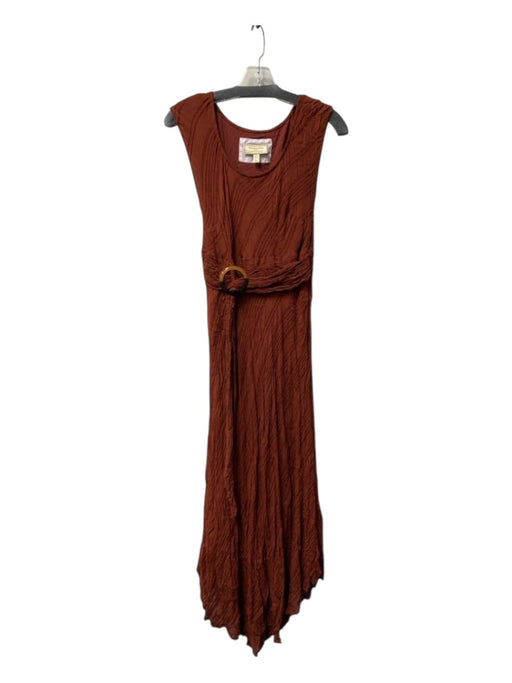 Moulinette Soeurs by Anthropologie Size 6 Copper Rayon Scoop Neck Textured Dress Copper / 6