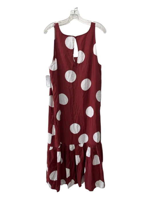 By Anthropologie Size Large Red & White Viscose Blend Sleeveless Polka Dot Dress Red & White / Large