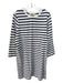 Boden Size Large White & Navy Cotton Blend Long Sleeve Striped Midi Dress White & Navy / Large