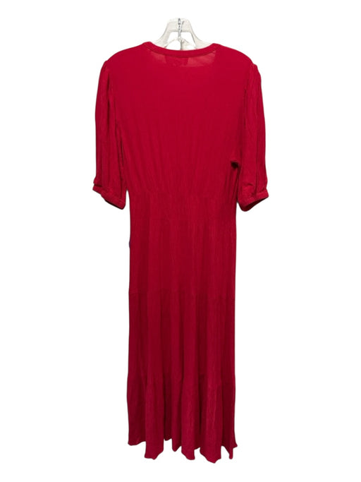 Ba&sh Size L Red Viscose Crinkle V Neck Maxi Dress Red / L