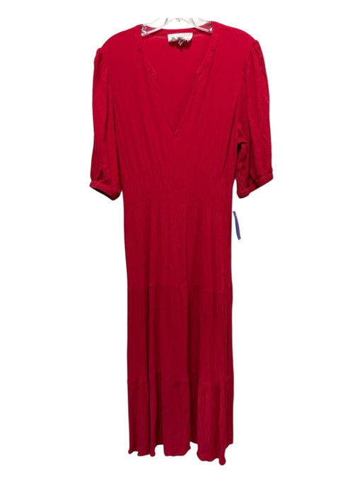 Ba&sh Size L Red Viscose Crinkle V Neck Maxi Dress Red / L