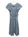 Trovata Birds of Paradis Size S Blue & White Ramie Blend Drawstring Waist Dress Blue & White / S