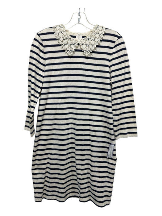 Kate Spade Size XS Cream & Navy Blue Cotton Stripe lace collar Shift Dress Cream & Navy Blue / XS