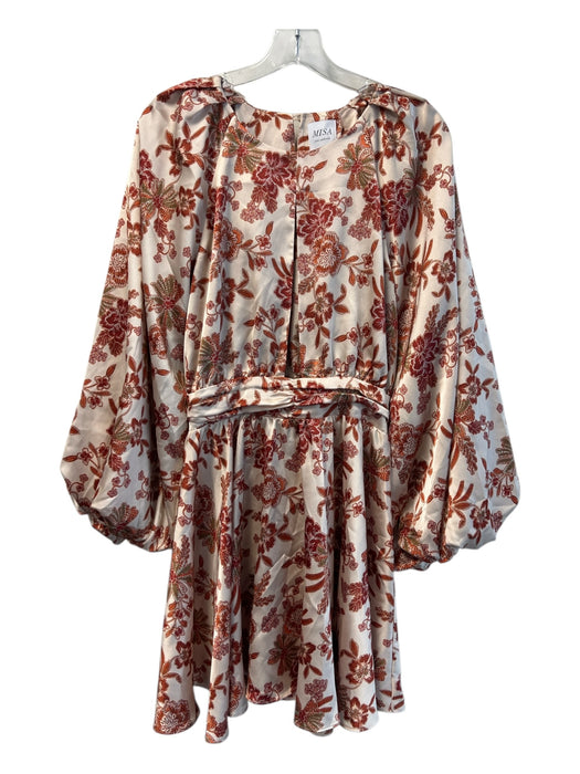 Misa Size S Yellow & Orange Polyester Round Neck Open Front Back button Dress Yellow & Orange / S