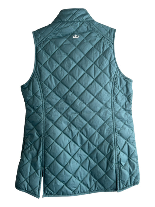 Peter Millar Size XS Teal Polyester High Neck Quilted Zip Front Reversible Vest Teal / XS