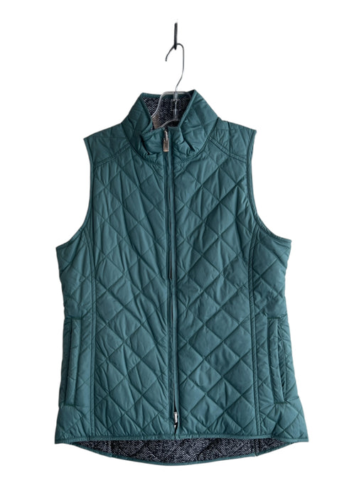 Peter Millar Size XS Teal Polyester High Neck Quilted Zip Front Reversible Vest Teal / XS