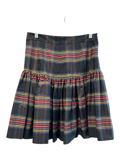 J Crew Size 2 Black & Multi Polyester Plaid Back Zip Drop Waist Lined Skirt Black & Multi / 2