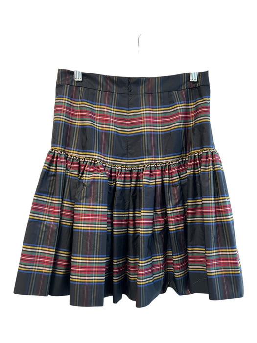 J Crew Size 2 Black & Multi Polyester Plaid Back Zip Drop Waist Lined Skirt Black & Multi / 2