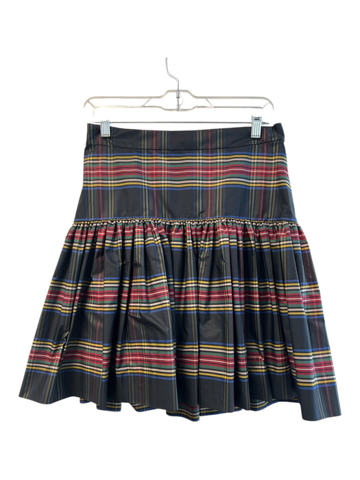 J Crew Size 2 Black & Multi Polyester Plaid Back Zip Drop Waist Lined Skirt Black & Multi / 2