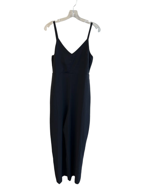 Madewell Size 4 Black Polyester Spaghetti Strap V Neck Pockets Back Zip Jumpsuit Black / 4