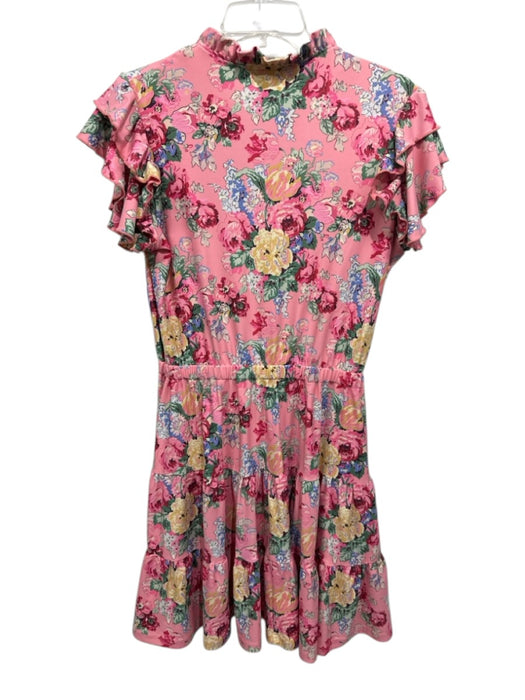 Smith & Quinn Size M Pink & Multi Polyester Blend floral print Tiered Dress Pink & Multi / M