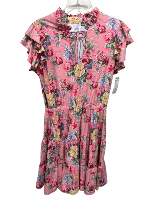 Smith & Quinn Size M Pink & Multi Polyester Blend floral print Tiered Dress Pink & Multi / M
