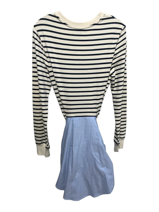 Veronica Beard Jeans Size M White, Navy & Blue Cotton Striped Long Sleeve Dress White, Navy & Blue / M