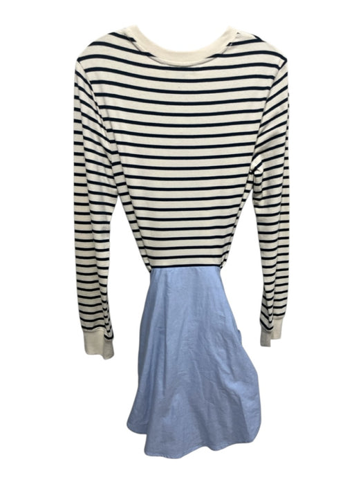 Veronica Beard Jeans Size M White, Navy & Blue Cotton Striped Long Sleeve Dress White, Navy & Blue / M