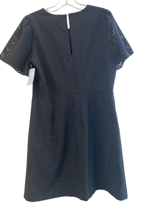 J Crew Size 10P Black Cotton Short Sleeve Back Zip Key Hole back Dress Black / 10P