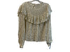 Love Shack Fancy Size M Beige Gold Silk Long Sleeve Button Back Top Beige Gold / M