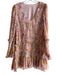 Tularosa Size XS Pink & Yellow Polyester Long Sleeve Floral Print V Neck Dress Pink & Yellow / XS