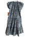 Veronica Beard Size 4 Blue Cotton Short Sleeve Abstract Print V Neck Dress Blue / 4