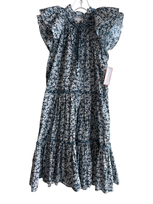 Veronica Beard Size 4 Blue Cotton Short Sleeve Abstract Print V Neck Dress Blue / 4