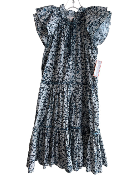 Veronica Beard Size 4 Blue Cotton Short Sleeve Abstract Print V Neck Dress Blue / 4