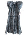 Veronica Beard Size 4 Blue Cotton Short Sleeve Abstract Print V Neck Dress Blue / 4