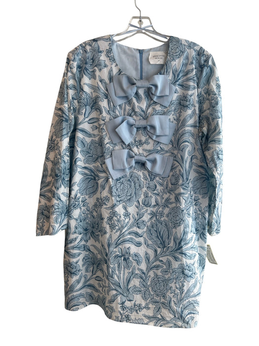 Hyacinth House Size XXL Blue & White Cotton Lined Floral Long Sleeve Dress Blue & White / XXL
