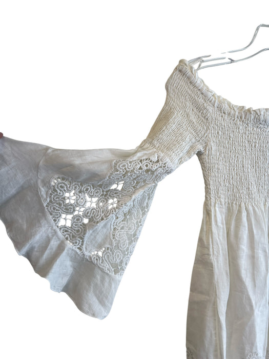Temptation Positano Size XS White Cotton Half Lined lace accent Dress White / XS