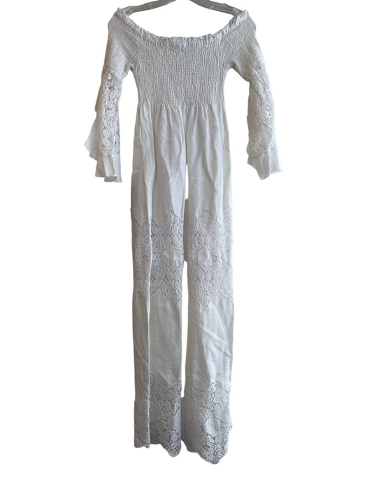 Temptation Positano Size XS White Cotton Half Lined lace accent Dress White / XS