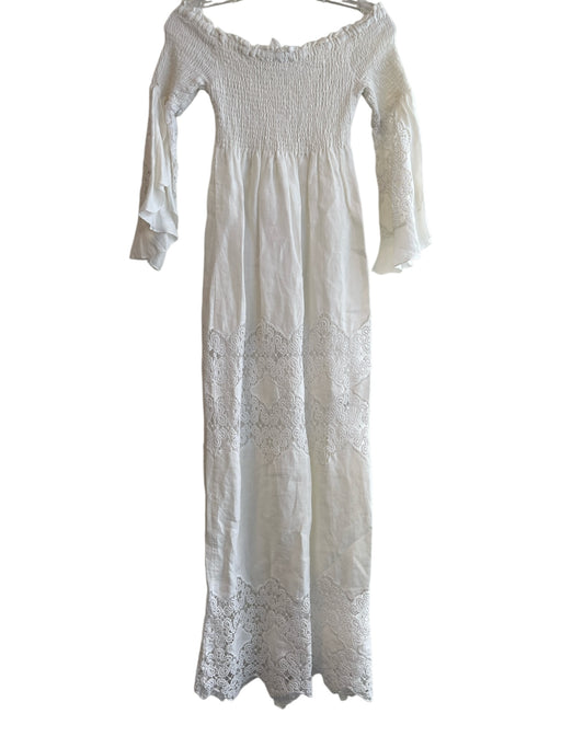 Temptation Positano Size XS White Cotton Half Lined lace accent Dress White / XS