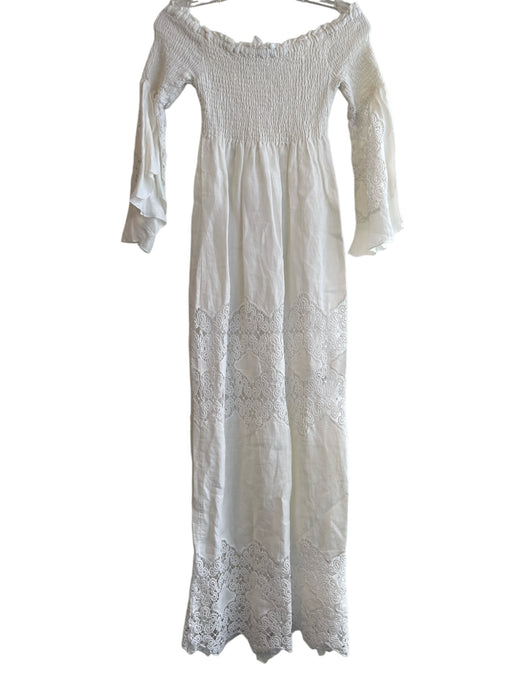 Temptation Positano Size XS White Cotton Half Lined lace accent Dress White / XS