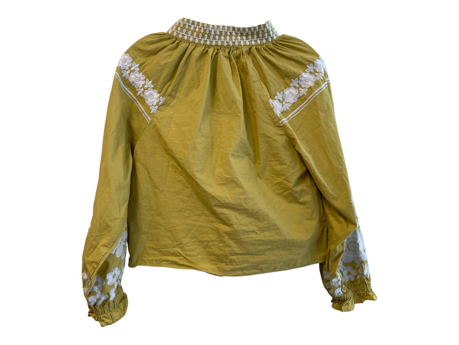 Julia Amory Size M Dijon Mustard Yellow Cotton Long Sleeve Embroidered Short Set Dijon Mustard Yellow / M