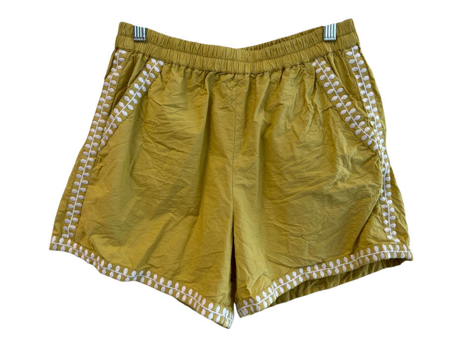 Julia Amory Size M Dijon Mustard Yellow Cotton Long Sleeve Embroidered Short Set Dijon Mustard Yellow / M