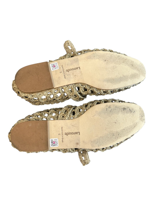 Larroude Beige Manmade Material Square Toe Hole Details Buckle Detail Shoes Beige
