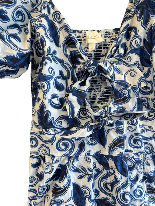 Cleobella Size XS Blue & White Abstract Floral Off Shoulder Jumpsuit Blue & White / XS