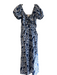 Cleobella Size XS Blue & White Abstract Floral Off Shoulder Jumpsuit Blue & White / XS