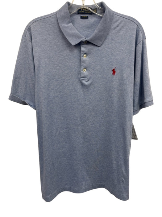 Polo Size L Blue Cotton Heathered Polo Men's Short Sleeve Blue / L