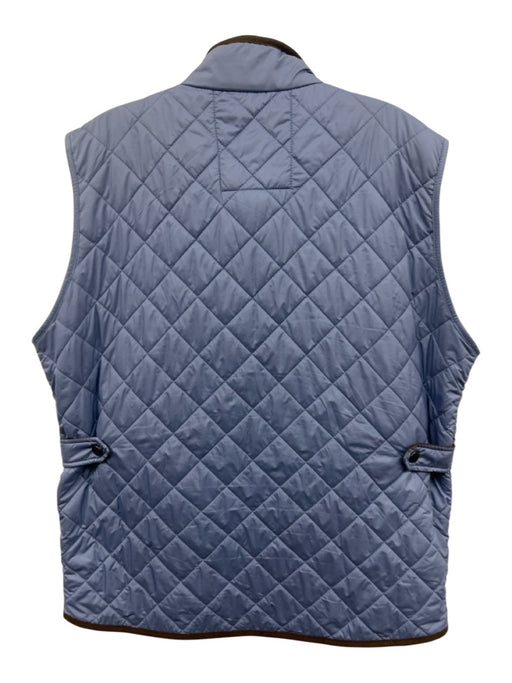 Peter Millar Size L Blue & Brown Polyethylene Solid Quilted Zipper Men's Vest Blue & Brown / L