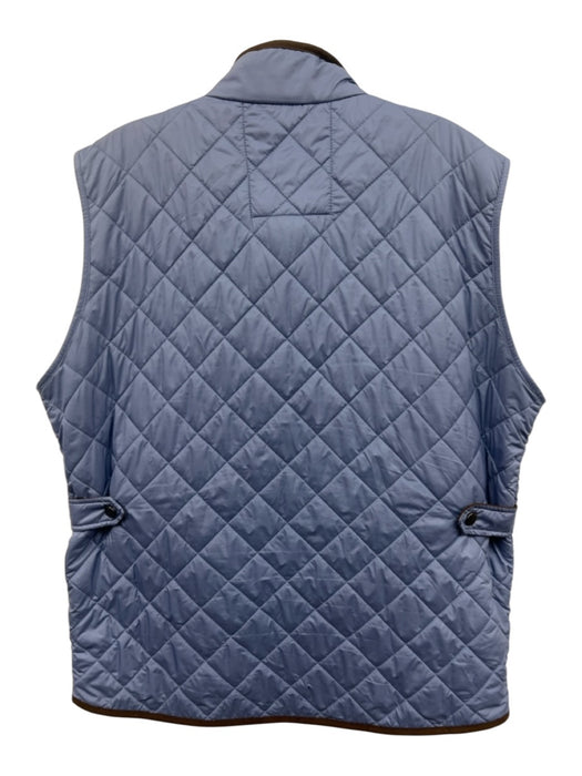 Peter Millar Size L Blue & Brown Polyethylene Solid Quilted Zipper Men's Vest Blue & Brown / L