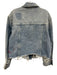 Free People Size L Medium Wash Cotton Denim Long Sleeve Zip Up Pleats Jacket Medium Wash / L
