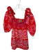 Farm Rio Size XS Red & Pink Cotton 3/4 Balloon Sleeve smocked Flowers Dress Red & Pink / XS