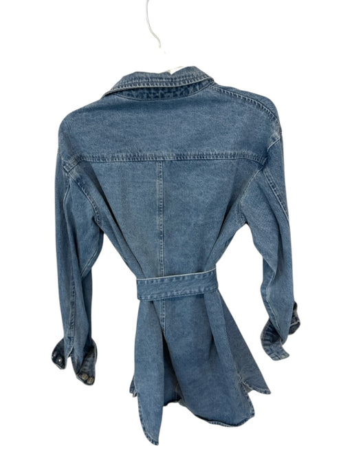 Superdown Size S Med Light Wash Cotton Long Sleeve Button Down Shacket Jacket Med Light Wash / S