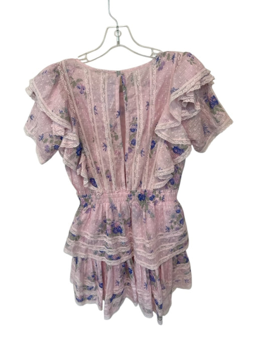 Loveshackfancy Size S Pink & Purple Cotton Flutter Sleeves Swiss Dot Dress Pink & Purple / S