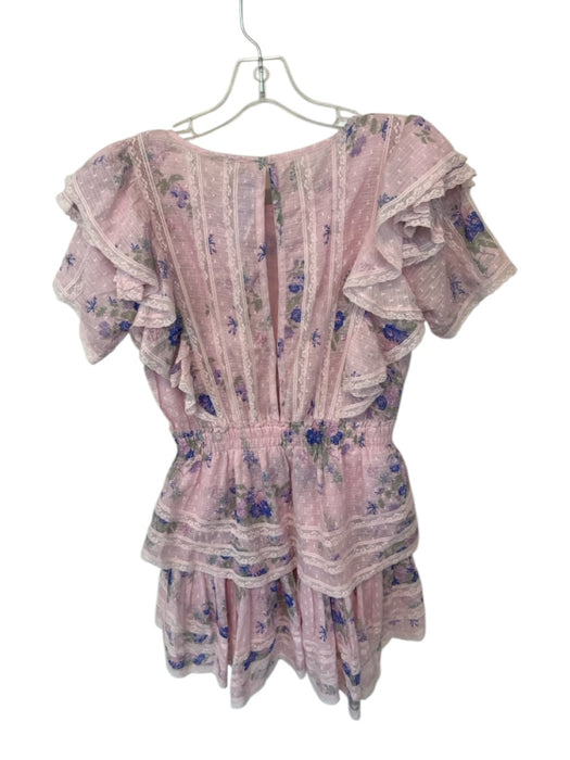 Loveshackfancy Size S Pink & Purple Cotton Flutter Sleeves Swiss Dot Dress Pink & Purple / S