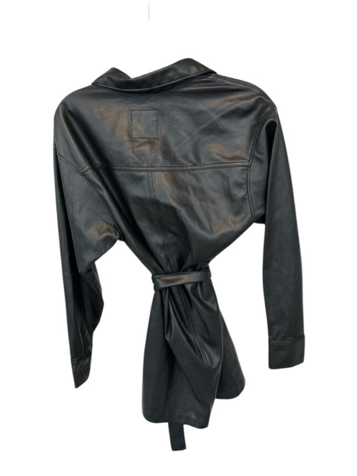 Abercrombie & Fitch Size S Black Vegan Leather Long Sleeve Snap buttons Dress Black / S